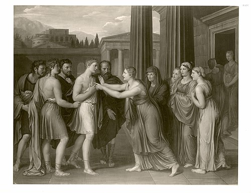 Iphigenie gibt sich ihrem Bruder Orest zu erkennen, 1815, Josef Abel