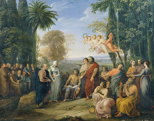 Klopstock unter den Dichtern im Elysium, 1805, Josef Abel
