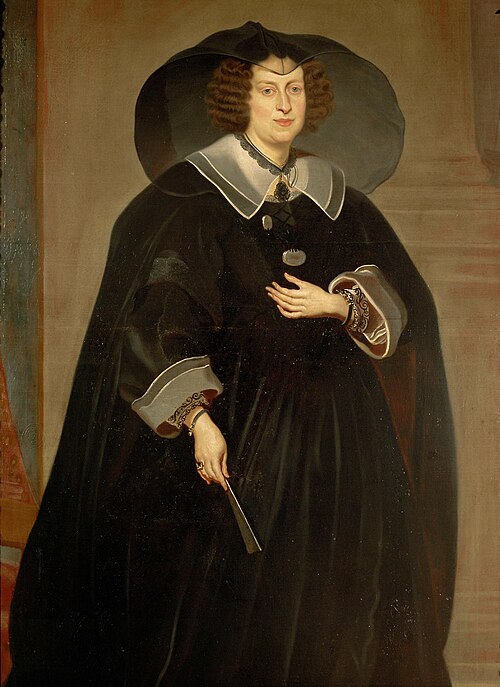 Claudia de' Medici (1604-1648), Erzherzogin, in Witwentracht, Kniestück, 1648, Frans Luycx