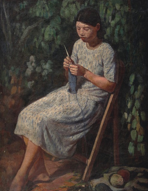 Knitting, 1935, Li Mei-shu