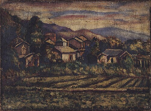 Village on Burlap, 1927, Li Mei-shu