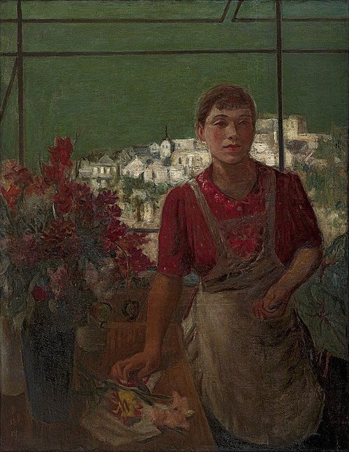 Girl with Flowers, 1940, Li Mei-shu
