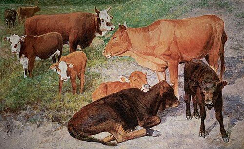 On a Cattle Farm, 1980, Li Mei-shu