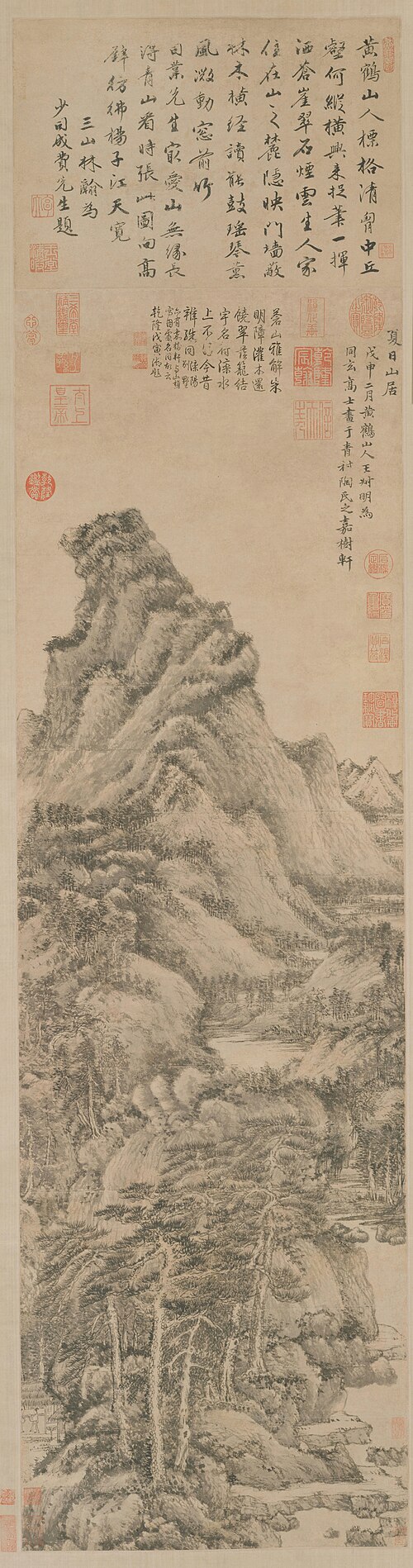 王蒙夏日山居图轴, , Wang Meng