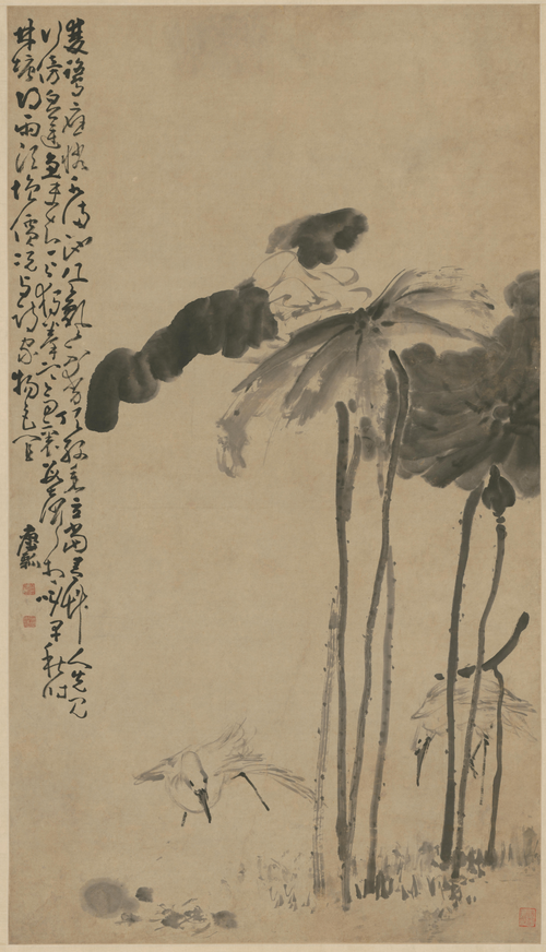 黄慎荷鹭图轴, , Huang Shen