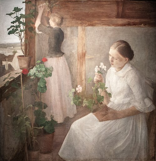 Girls tending flowers, 1889, Károly Ferenczy
