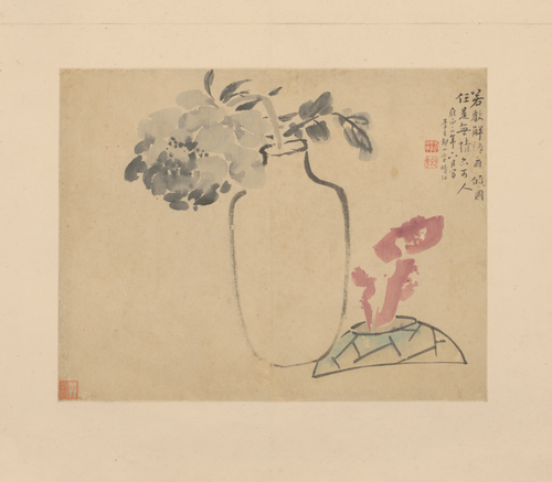 李方膺牡丹灵芝图页, , Li Fangying