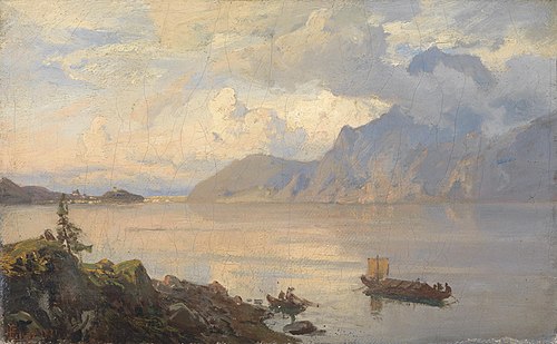 Ansicht des Traunsees, 1871, Hans Fredrik Gude