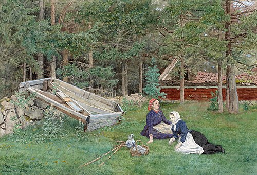 Den gamle Sneplov Ved Skovkanten, , Hans Fredrik Gude
