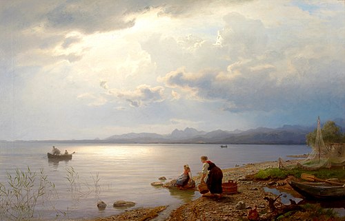 Ved bredden av Chiemsee, 1871, Hans Fredrik Gude