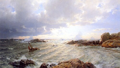 Brenning Ved Hanko, 1890, Hans Fredrik Gude
