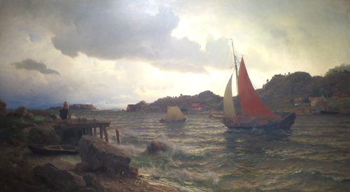 The Harbour, 1871, Hans Fredrik Gude