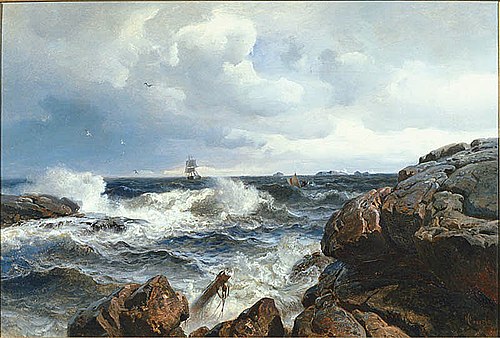 Breakers, 1862, Hans Fredrik Gude