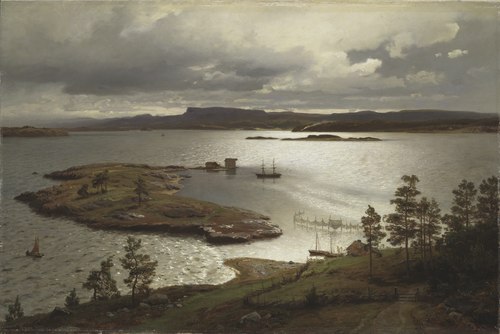 Le fjord Sandvik, 1879, Hans Fredrik Gude