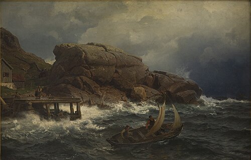 A Norwegian Seaport, 1882, Hans Fredrik Gude