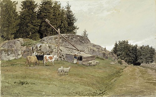 Landscape from Sandefjord, 1884, Hans Fredrik Gude