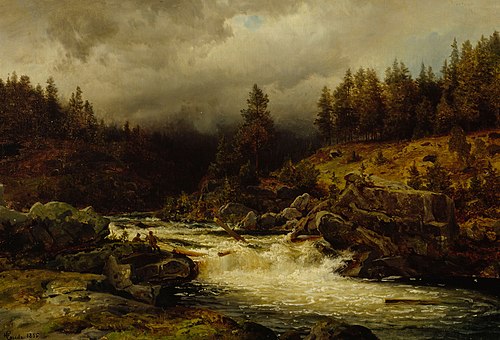 Rapids in Norway, 1856, Hans Fredrik Gude