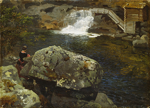 By the Mill Pond, 1850, Hans Fredrik Gude