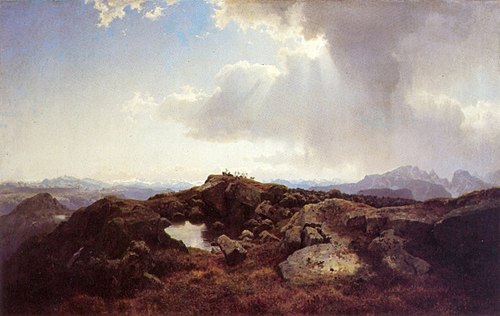 Høyfjellslandskap Med Opptrekkende Uvær, 1848, Hans Fredrik Gude