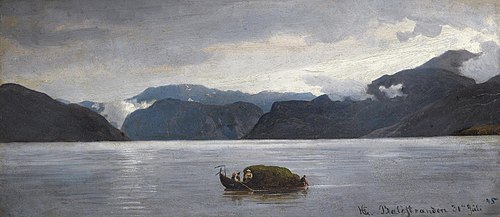 View from Balestrand, 1845, Hans Fredrik Gude
