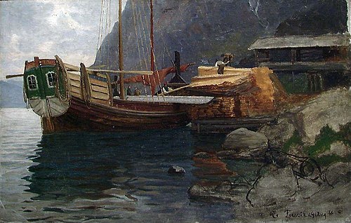 A Sloop from Sogn, 1866, Hans Gude