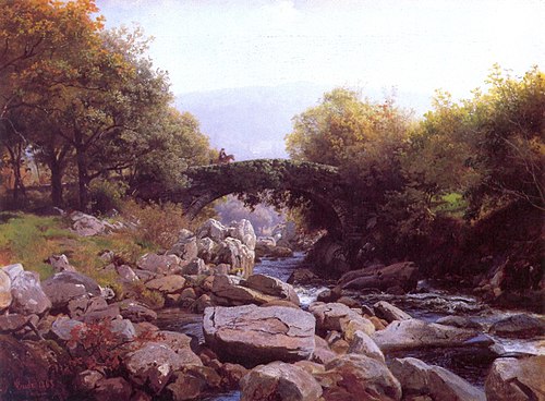 Bridge in northern Wales, 1863, Hans Gude