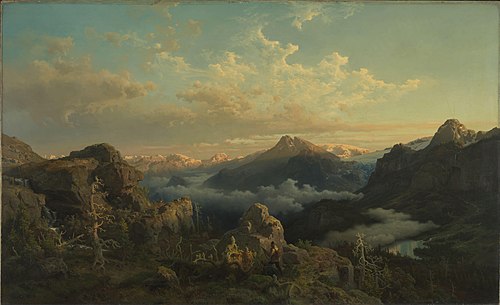 Norwegian Highlands in Sunrise, 1854, Hans Fredrik Gude