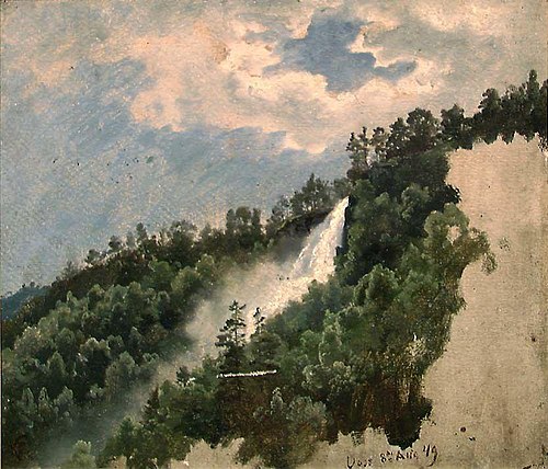 Waterfall near Voss, 1849, Hans Fredrik Gude