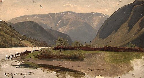 View of Ulvik in Hardanger, 1843, Hans Fredrik Gude