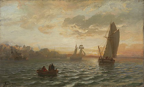 View from the Oslofjord, 1866, Hans Fredrik Gude