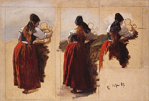 Studies of a Woman from Rügen, 1887, Hans Fredrik Gude
