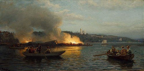 Midsummer Eve at the Oslofjord, 1898, Hans Fredrik Gude