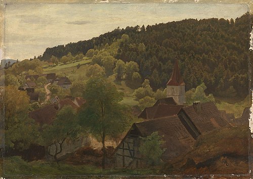 Landscape from Ebersteinburg in Baden, 1876, Hans Fredrik Gude