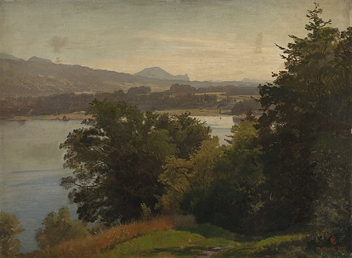 View of the Mondsee, 1870, Hans Fredrik Gude