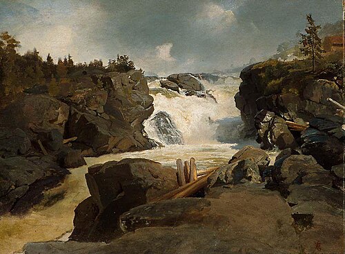 The Labro Falls, 1862, Hans Fredrik Gude