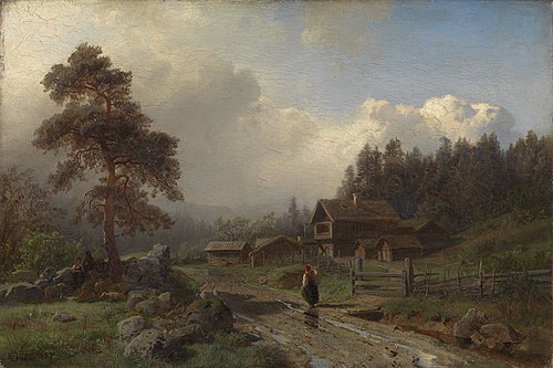 Norwegian Landscape in Rain, 1857, Hans Fredrik Gude