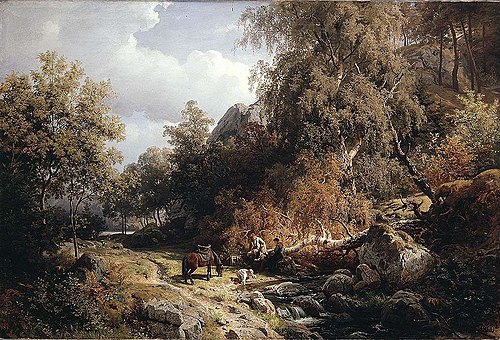 Rest at the Brook, 1860, Hans Fredrik Gude