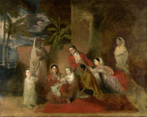 Major William Palmer with His Second Wife, the Mughal Princess Bibi Faiz Bakhsh, 1785, Johan Joseph Zoffany