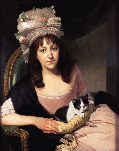 Portrait of Sophia Dumergue holding a cat, 1780, Johann Zoffany