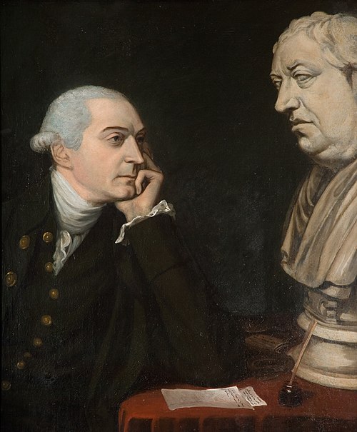 Bennet Langton Contemplating the Nolleken's Bust of Johnson, 1785, Johann Zoffany