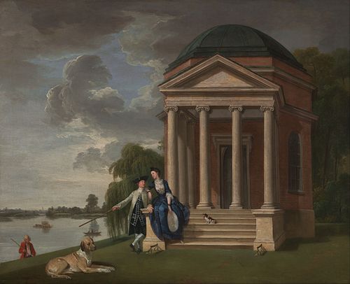 David Garrick and his wife Eva Maria Garrick (née Veigel) by his Temple to Shakespeare at Hampton, 1762, Johann Zoffany
