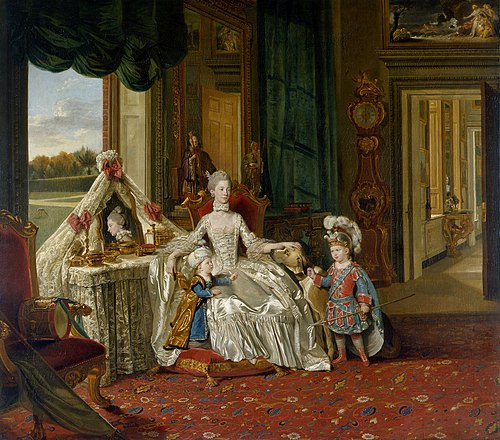 Queen Charlotte (1744-1818) with her Two Eldest Sons, 1765, Johan Joseph Zoffany