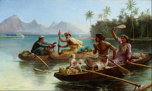 Race to the market, Tahiti, 1880, Nicholas Chevalier