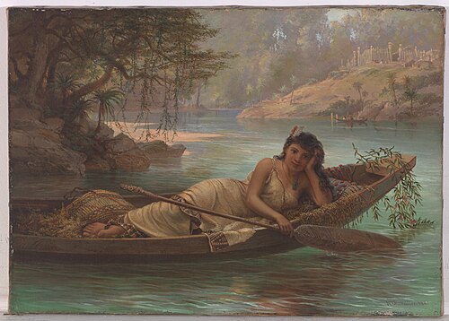 Hinemoa, the Maori girl, 1880, Nicholas Chevalier