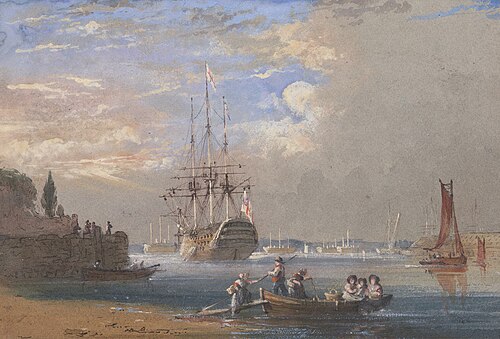H.M.S. St. Vincent at Plymouth, , Nicholas Condy
