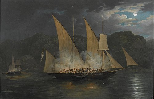 The Capture of a Greek Pirate Vessel by boats of the British Navy, 31st January 1825, 1850, Nicholas Condy