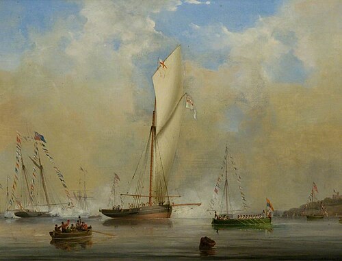 The Queen's Barge off Osborne, 1845, Nicholas Matthew Condy