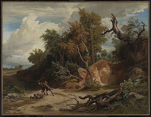 Der Mittag, Der Überfall auf den Wanderer, 1857, Johann Wilhelm Schirmer