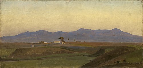 Blick aus der römischen Campagna auf die Sabinerberge, , Johann Wilhelm Schirmer