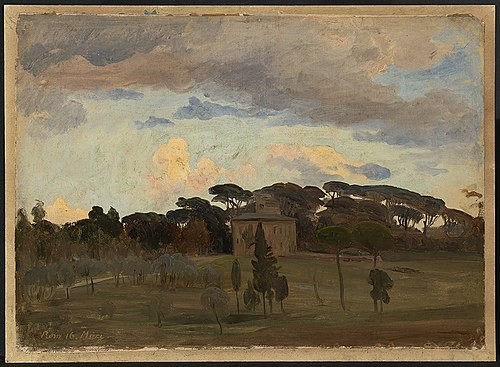 Die "Casina di Raffaello" im Park der Villa Borghese, 1840, Johann Wilhelm Schirmer